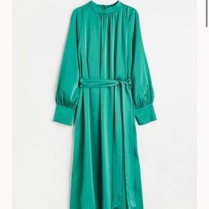 Tie-belt Satin Dress